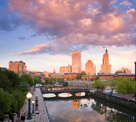 A photo of sunset over Providence, Rhode Island