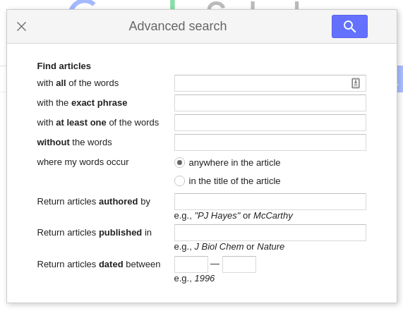 Advanced Search page