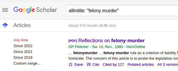 "Felony murder" search in title