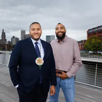 Taino J Palermo L'22 and Raymon TwoHawks Watson L'22