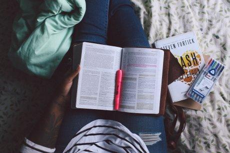 Open book with highlighter