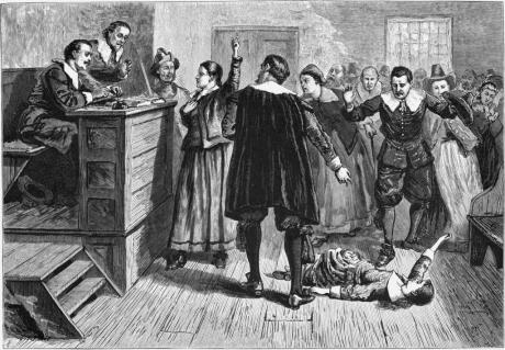 Illustration of one of the Salem witch trials