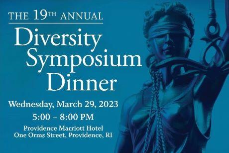 Diversity Symposium Dinner with image of Lady Justice