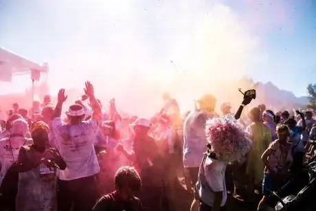 Crowd of people dancing outside