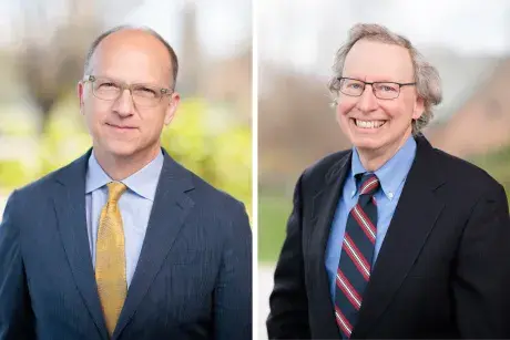 Roger Williams University School of Law Professors Jared Goldstein, left, and Peter Margulies, right.
