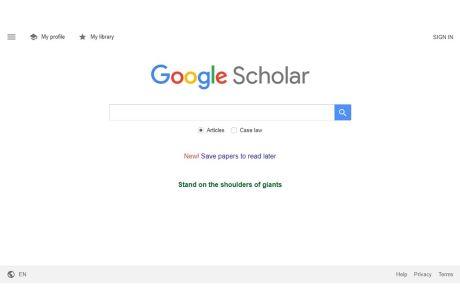 Screen shot of Google Scholar home website