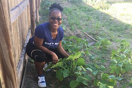 Linda Tappa in her garden