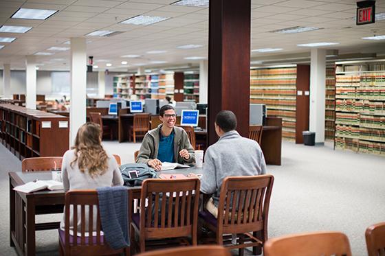 Students work in the Law Library