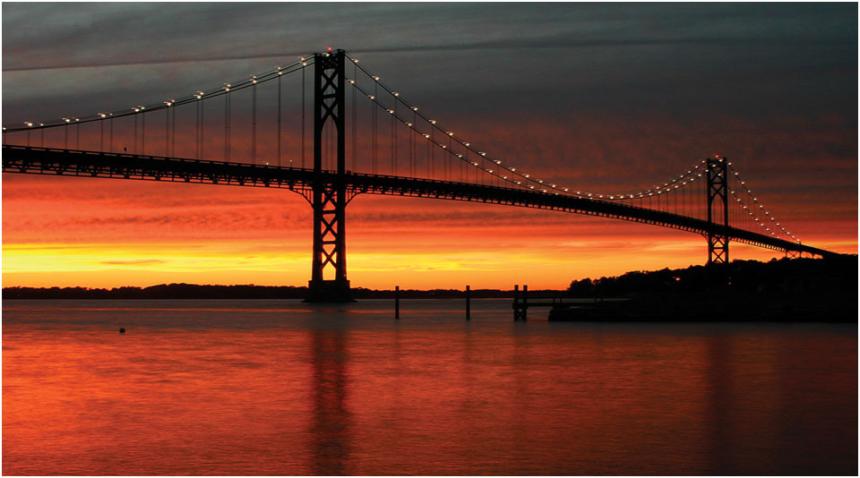 The Mt. Hope bridge at sunset