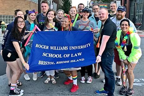 RWU law students, faculty and staff marching at Providence Pride 2019