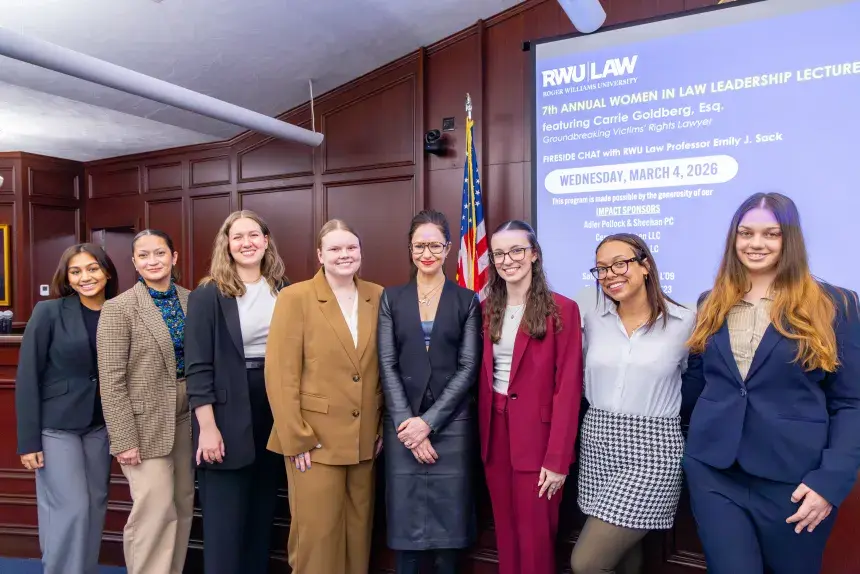 Carrie Goldberg, Esq. with members of the RWU Law Women's Law Society