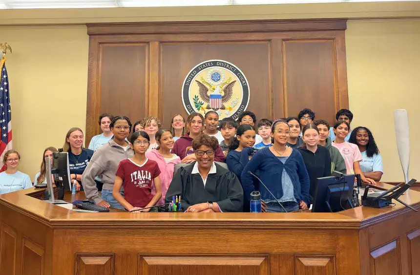 Campers with RWU Law alum U.S. District Judge Melissa DuBose.