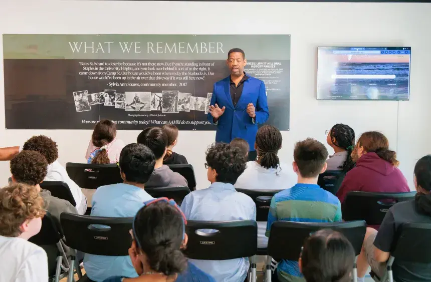 Campers visit the African American Museum of Rhode Island.