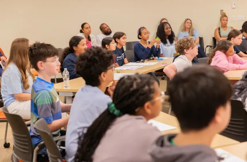 Campers listen to Mark Mandell at RWU's Providence campus.