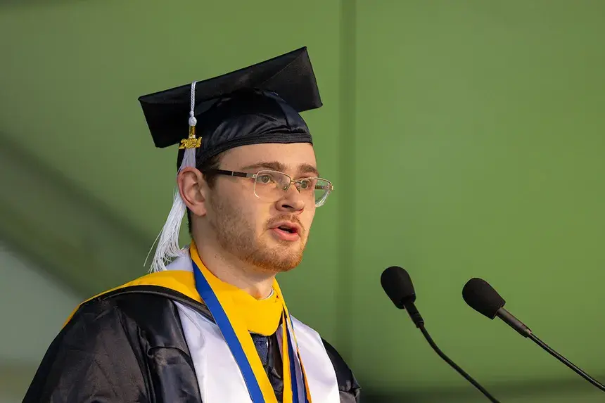 Undergraduate student speaker speaks