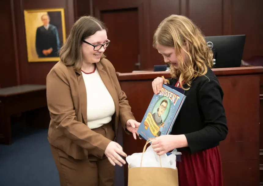 RWU Law RBG Contest Elementary School Winner 2025 with WLS President
