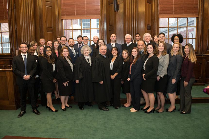 Photo of the Moot Court Board and Rhode Island Supreme Court Justices